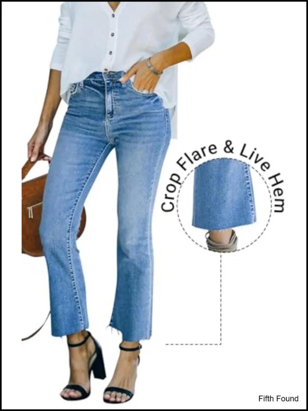 Mid Rise Stretchy Cropped Flare Jeans with Raw Hem
